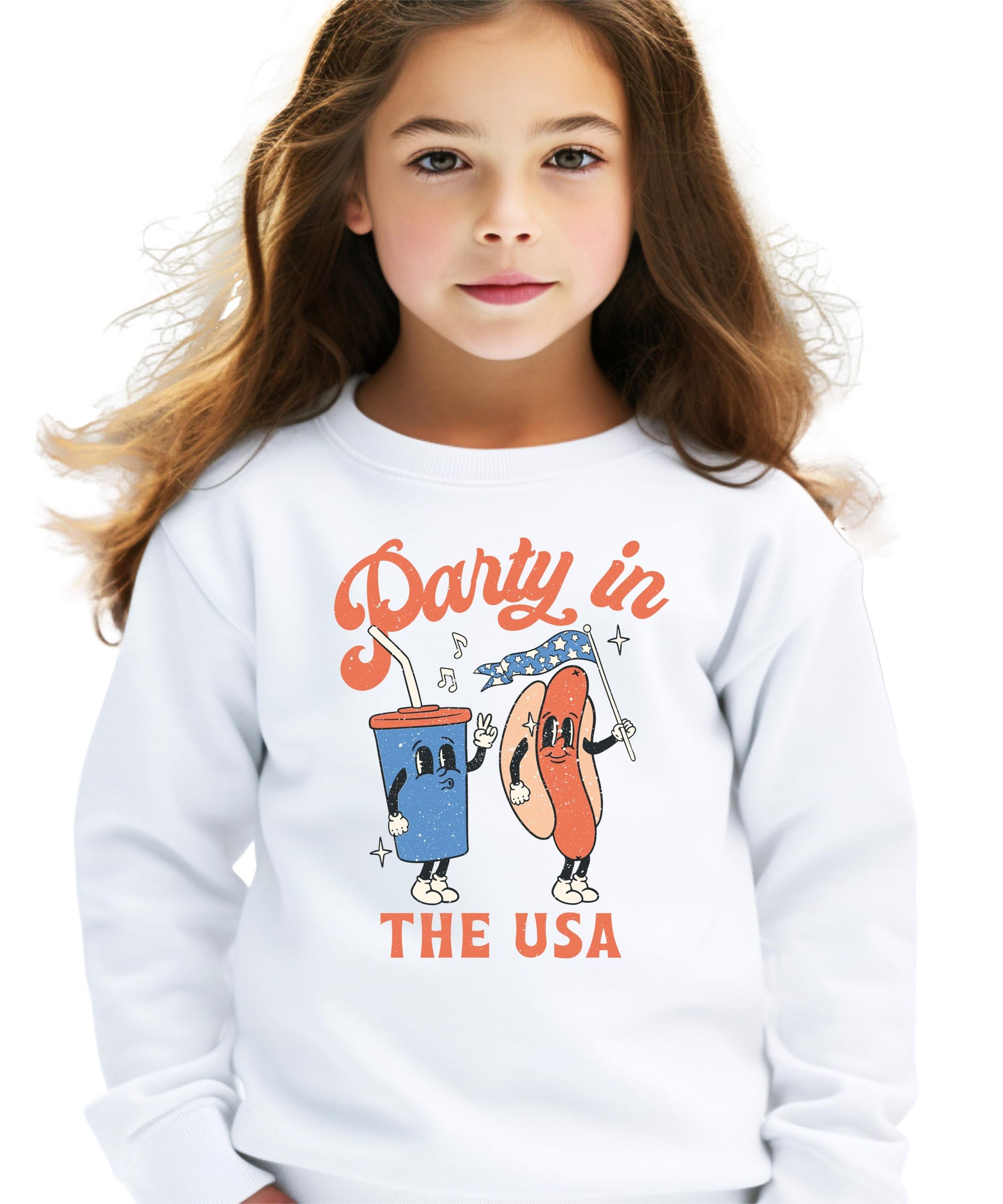 Party In The USA sweatshirt styled for a summer BBQ or fireworks celebration