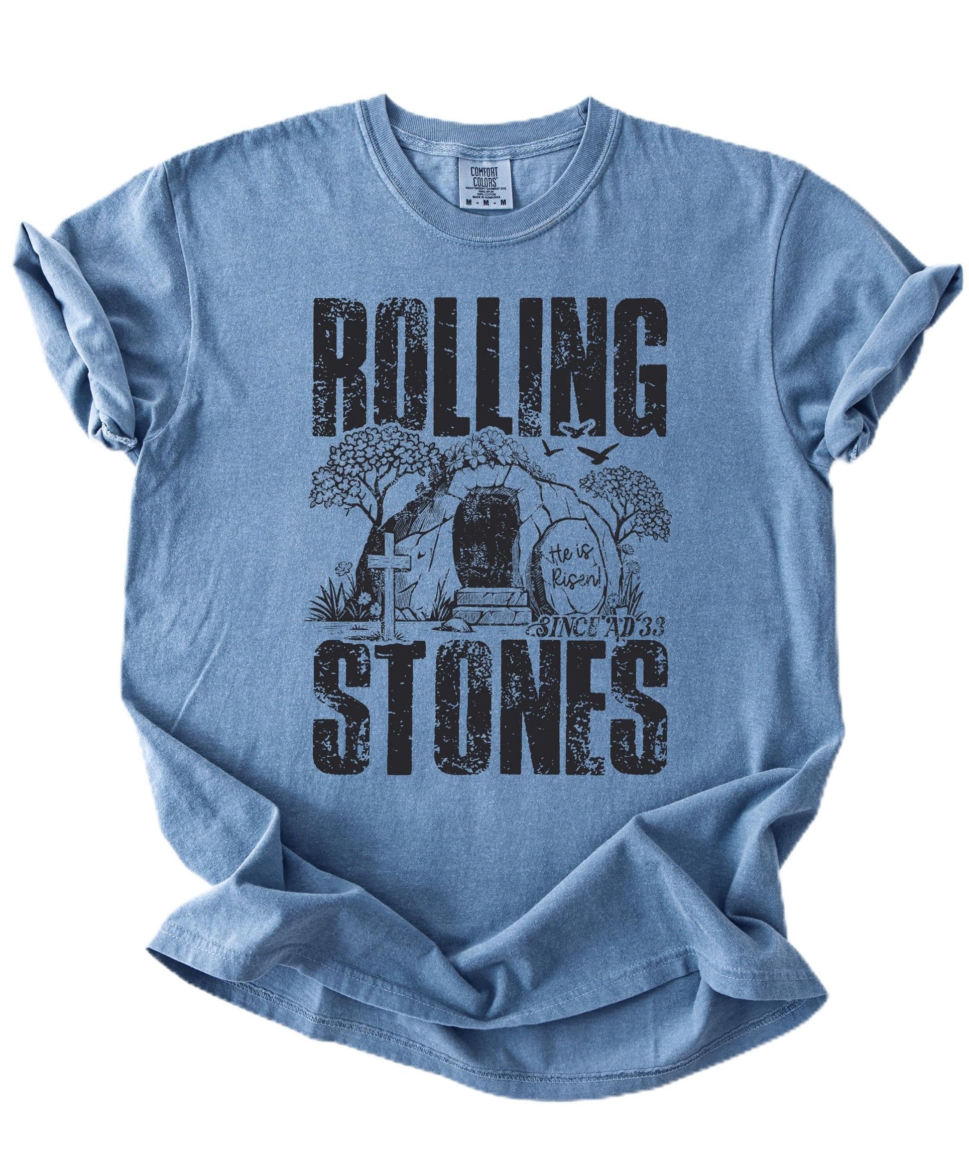 He Is Risen Since AD 33 distressed vintage graphic Christian Easter t-shirt in unisex fit