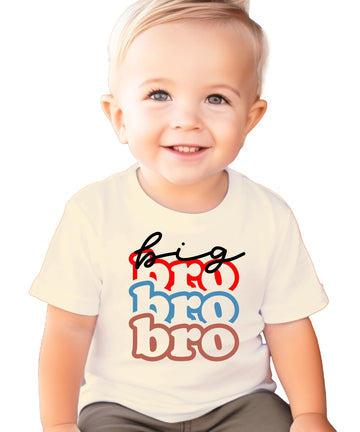 Big Brother Colorful Stacked Matching Sibling Outfit for Toddlers and Baby Boys