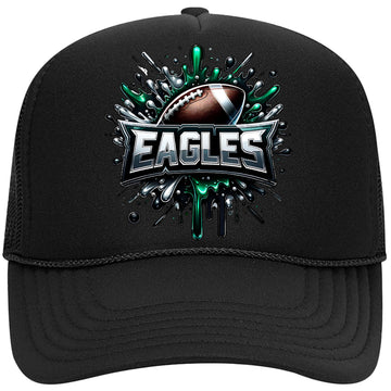 Eagles Football Trucker Hat Green and Black Team Colors Classic 5 Panel Mesh Snap Back
