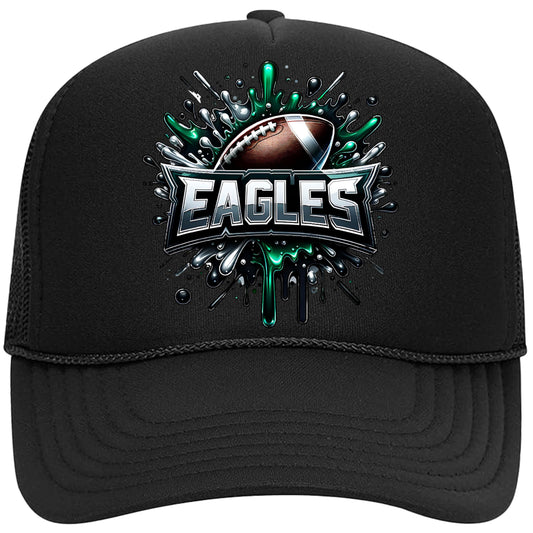 Eagles Football Trucker Hat Green and Black Team Colors Classic 5 Panel Mesh Snap Back