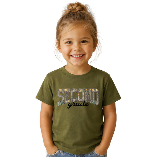 Second Grade Camo Shirt for Kids Back to School Tee