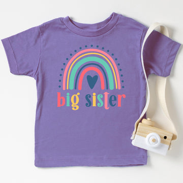 Big Sister Heart Rainbow Shirt for New Baby Pregnancy Reveal Outfit for Baby and Toddler Youth Girls