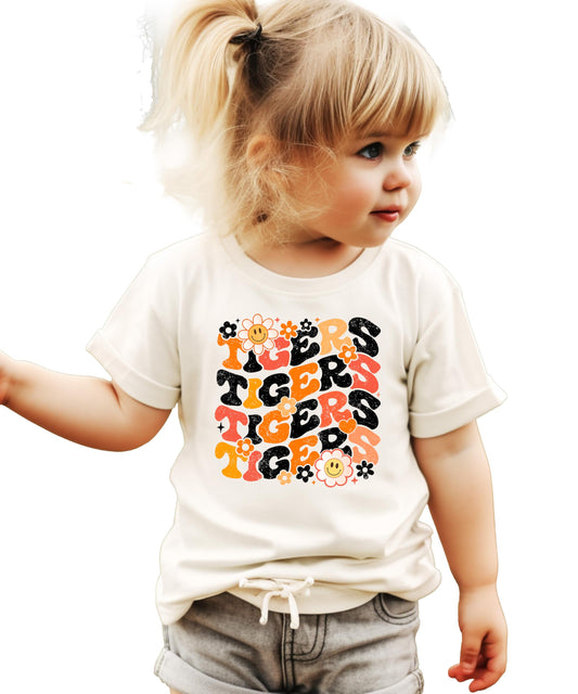 Orange and Black Game Day Shirt for Women, Teens & Kids Tigers Sports Retro Graphic Tee
