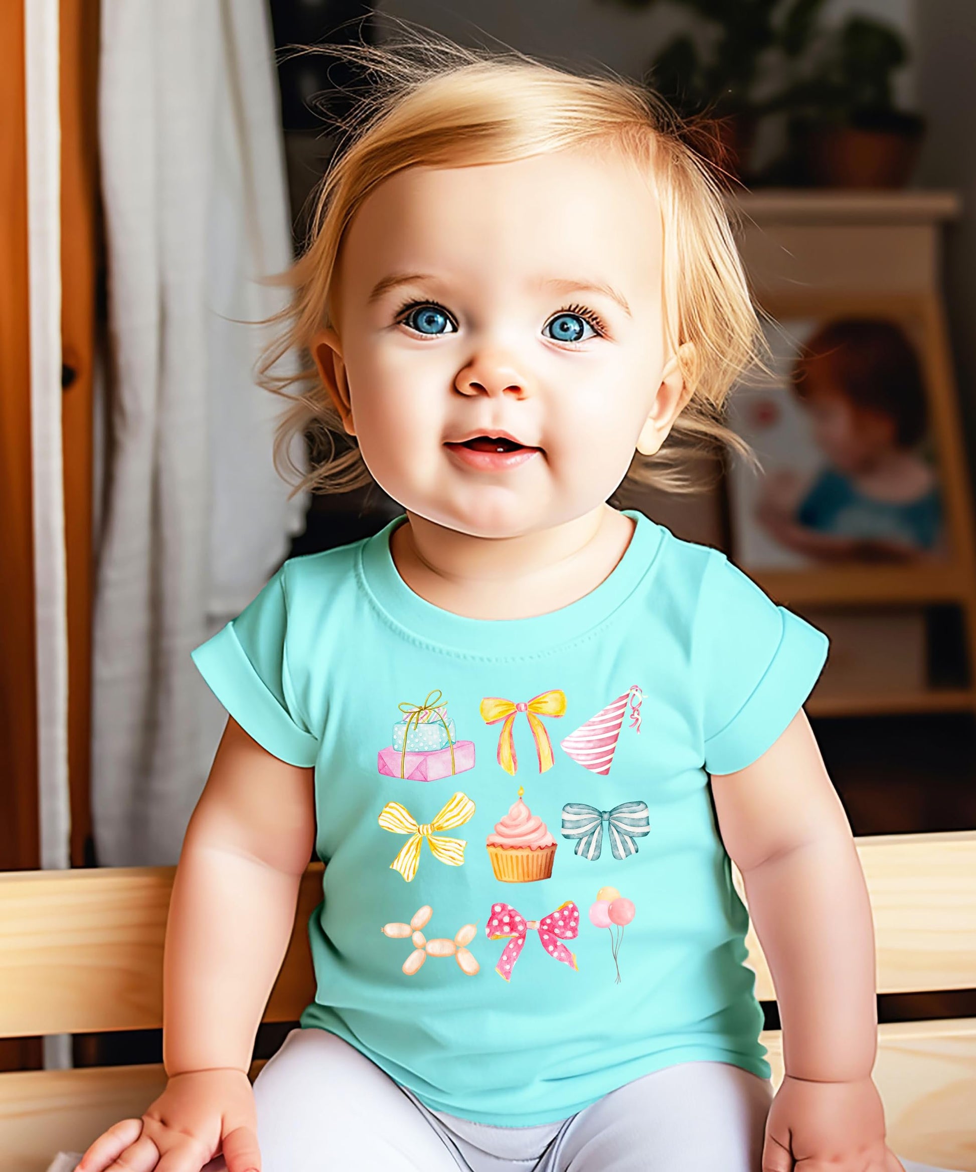 Back or detail view of pink coquette birthday graphic tee for toddlers and girls by Olive Loves Apple