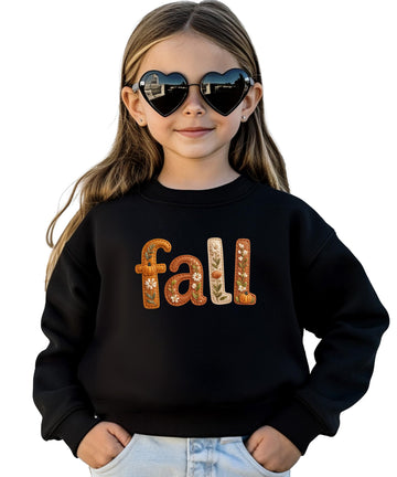 Olive Loves Apple Trendy Faux Embroidery Fall Sweatshirt for Women, Youth and Kids Flower Sweater