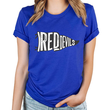 Red Devils flag graphic t-shirt in red, unisex fit for men, women, and teens