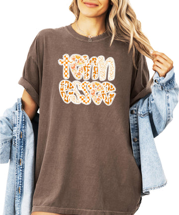 Orange Tennessee School Pride Shirt for Women and Teens Girly Ink-Print Lace Sports Fan Tee Pepper Shirt Adult Medium