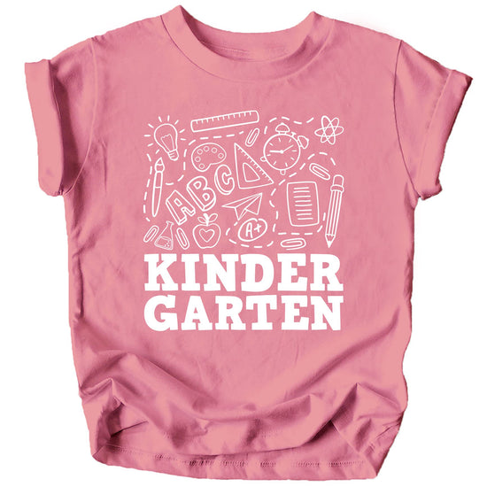 Kindergarten first day tee displayed showing full graphic print and fit