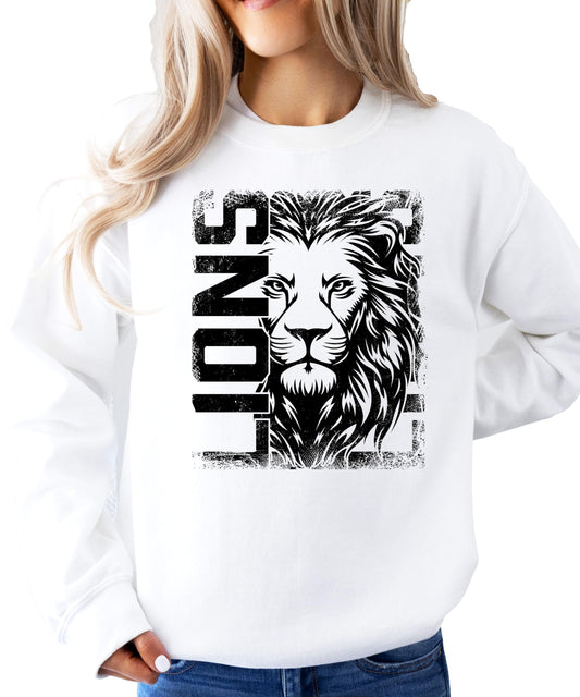 Distressed Lions Sweatshirt Trendy Sports Season Sweater for Adults, Youth and Teens