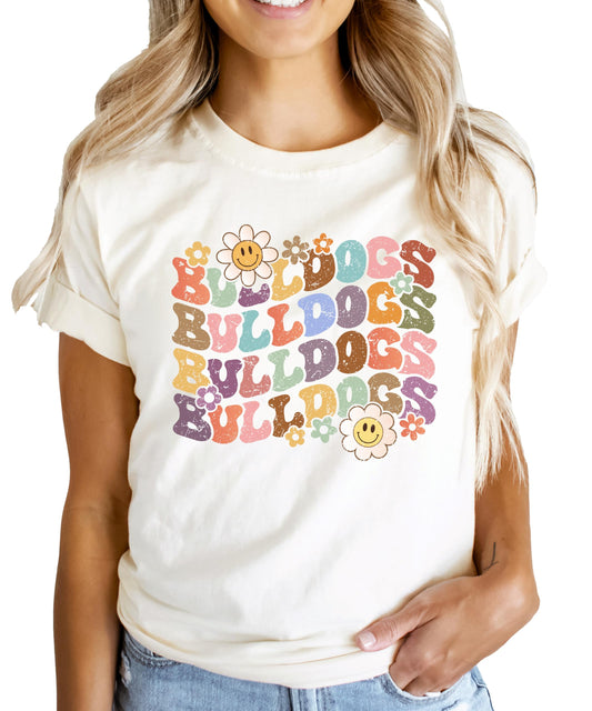 Bulldogs Groovy School Spirit Shirt for Game Day Apparel for Adults and Kids