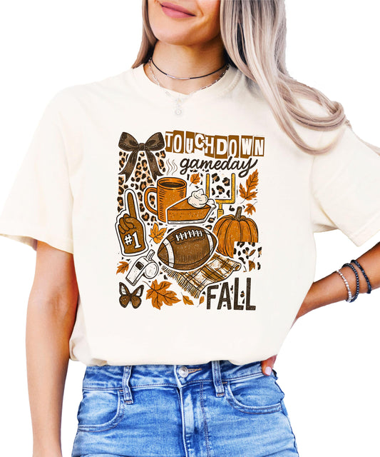 Trendy Touchdown Fall Football Graphic Tee for Women & Teens