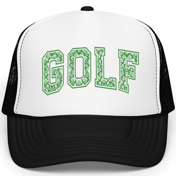 Floral Varsity Style Golf Trucker Hat for Women Foam Front Classic 5 Panel Mesh Snapback