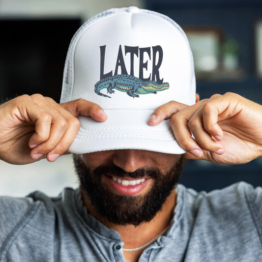Later Gator Trucker Hat for Men & Women Foam Front Classic 5 Panel Mesh Snap Back