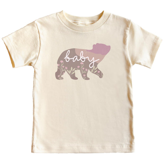 Floral Baby Bear Bodysuit or Shirt for Girls Kids Baby Cub Flowers Tee