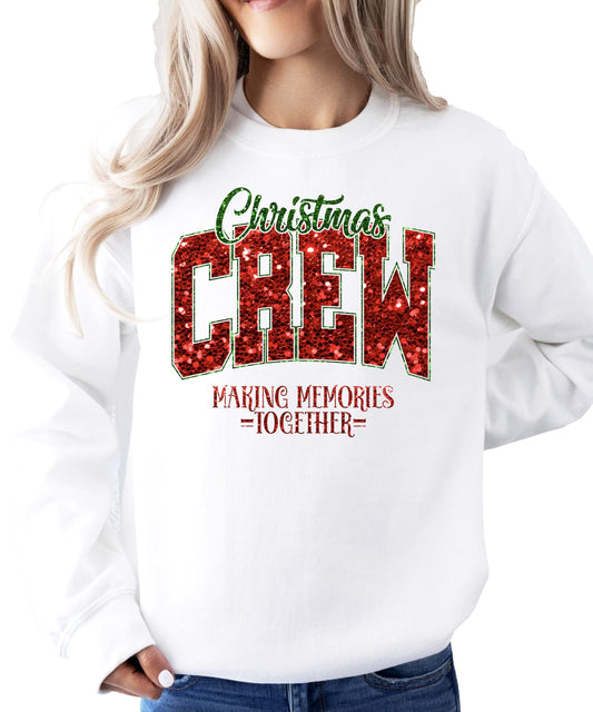 Faux Glitter Christmas Crew Sweatshirt for Women and Teens Red an Green Holiday Pullover