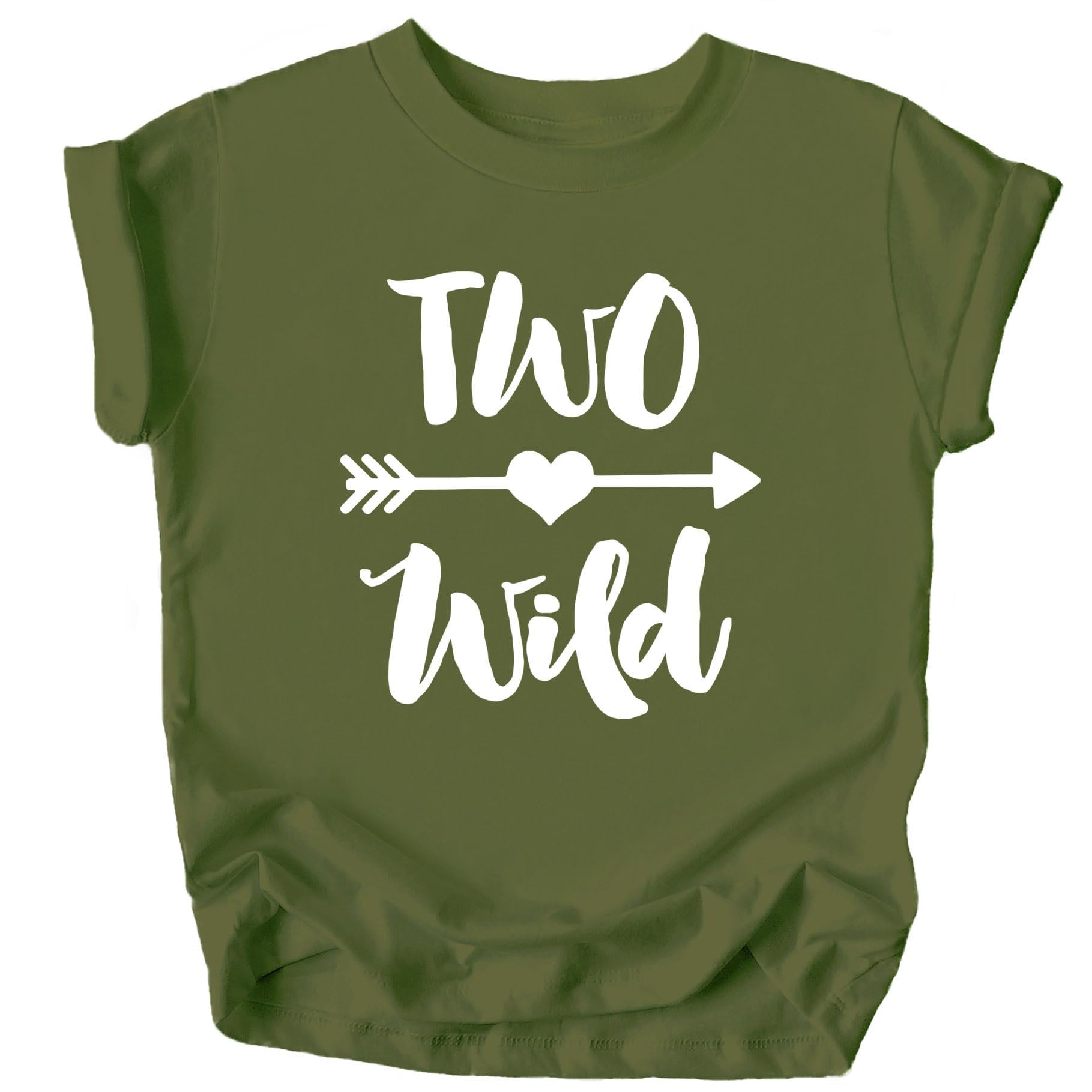 Toddler girl wearing Two Wild 2nd birthday shirt in mauve, full outfit view