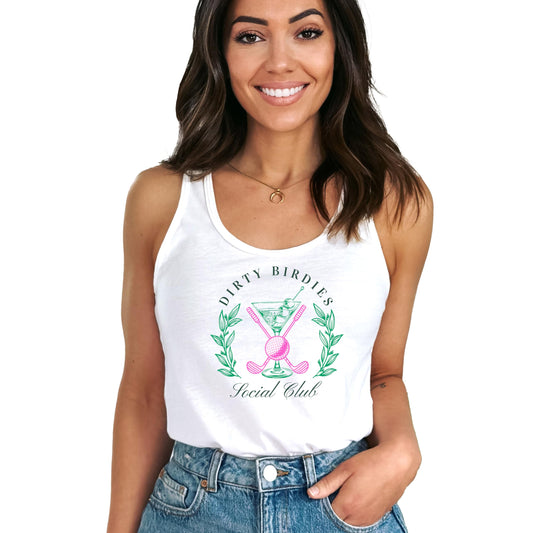Dirty Birdies Social Club Tank Top for Women Funny Preppy Golf Summer Tank