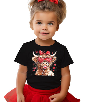 Cute Highland Cow Valentine's Day Shirt for Kids