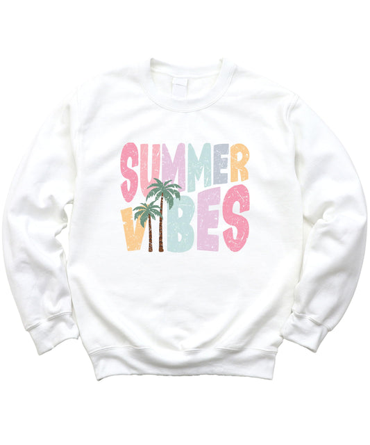 Summer Vibes Sweatshirt with Colorful Palm Trees