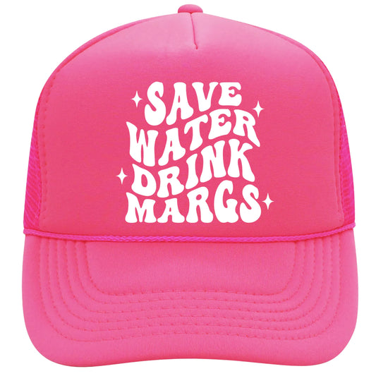 Save Water Drink Margs Trendy Women's Funny Classic 5 Panel Mesh Snap Back Trucker Hat