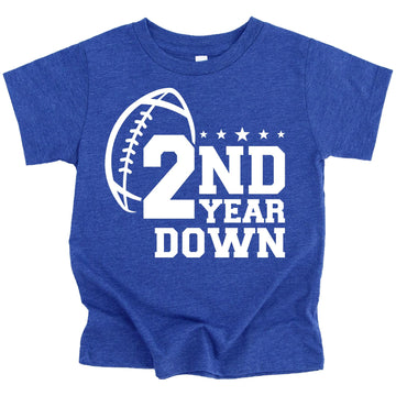 2nd Year Down Football Sports Themed Birthday Shirt for Toddler Boys Second Birthday Outfit Black Shirt 2T
