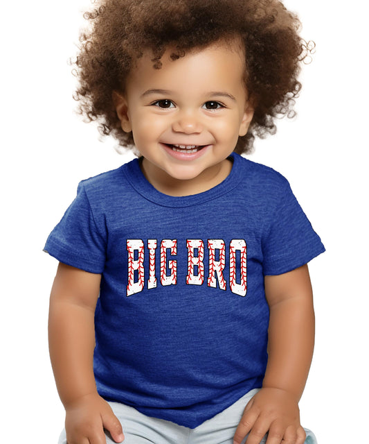 Big Bro Baseball Shirt Toddler and Kids Sibling Announcement Graphic Tee