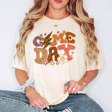 Game Day Leopard School Spirit Shirt for Game Day Apparel for Adults and Kids