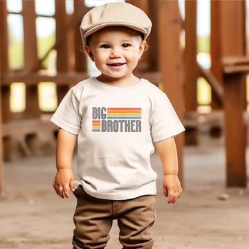Big Brother T-Shirt for Boys Retro Stripes Tee for Big Bro