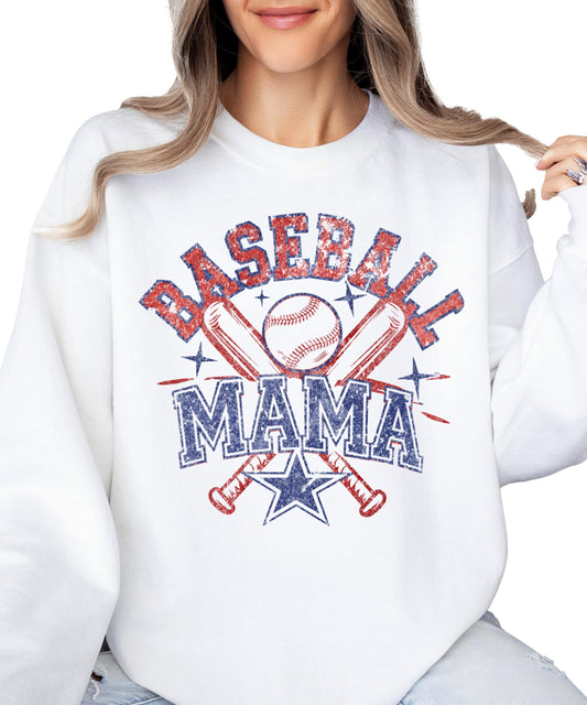 Olive Loves Apple Baseball Mama Sweatshirt for Women – Vintage Game Day Baseball Mom Pullover