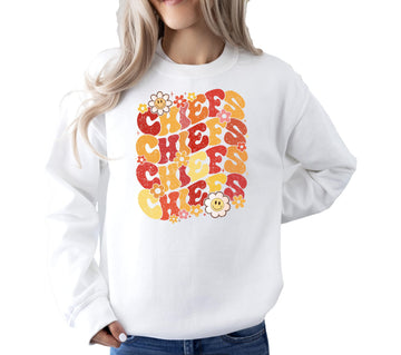 Chiefs Groovy Floral Sweatshirt School Spirit for Kids & Adults