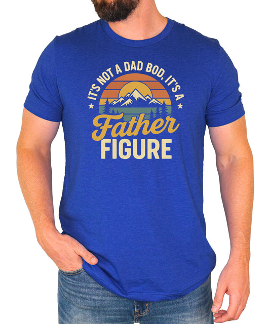 Front view of black funny dad t-shirt with bold humorous father figure text graphic