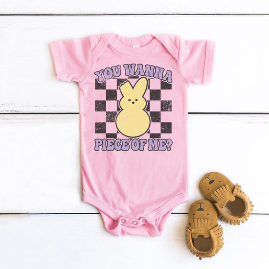 Flat lay of You Wanna Piece of Me Easter shirt showing print quality and design details