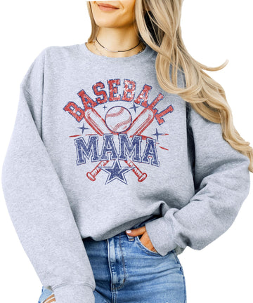 Olive Loves Apple Baseball Mama Sweatshirt for Women – Vintage Game Day Baseball Mom Pullover