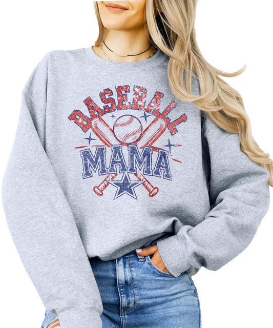 Olive Loves Apple Baseball Mama Sweatshirt for Women – Vintage Game Day Baseball Mom Pullover