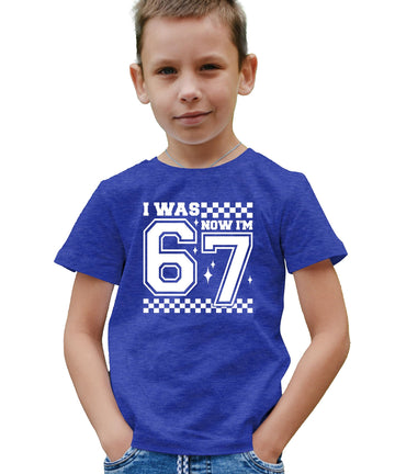 I was 6 Now I'm 7 Birthday Shirt for Kids Distressed Six Seven Hands Unisex Party Tee Granite Heather Shirt Youth Small