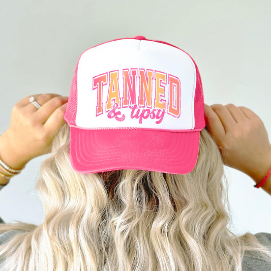 Tan & Tipsy Summer Trucker Hat for Women Foam Front Classic 5 Panel Mesh Snapback