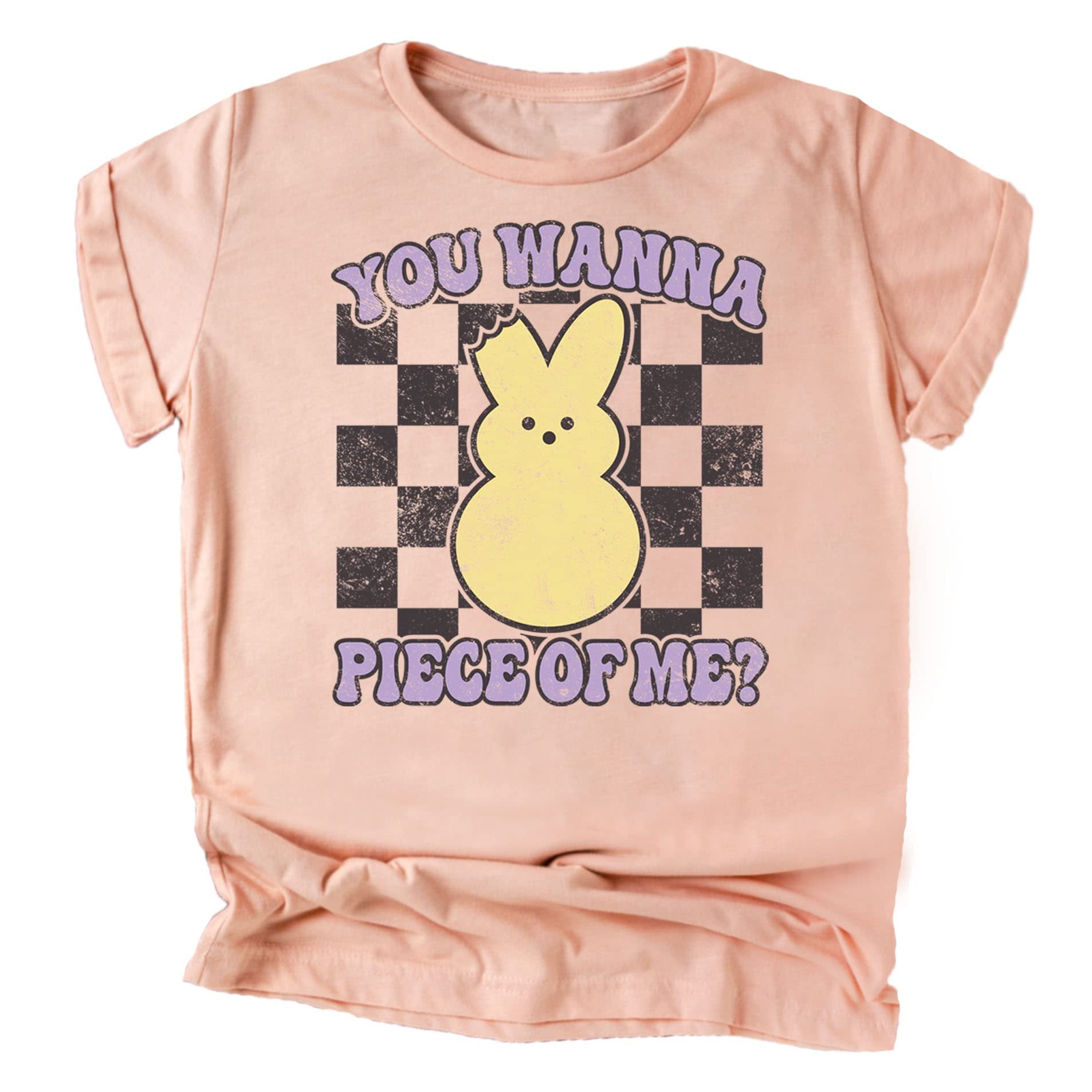 Close-up of You Wanna Piece of Me Easter design with orange carrots and playful text