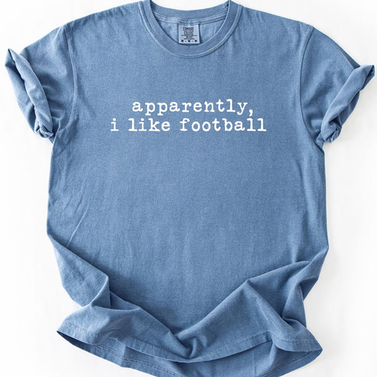 Side or detail view of Apparently I Like Football game day shirt for women