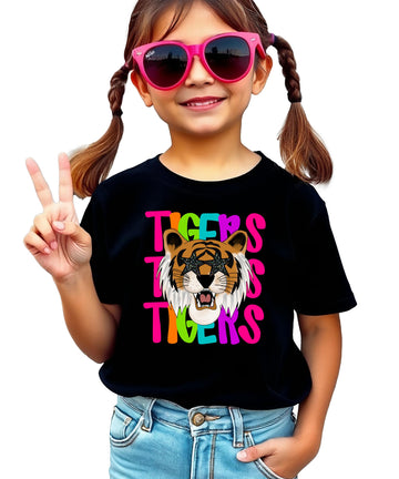 Tigers Sports Fan Shirt for Women and Teens School Pride Tiger Mascot Tee