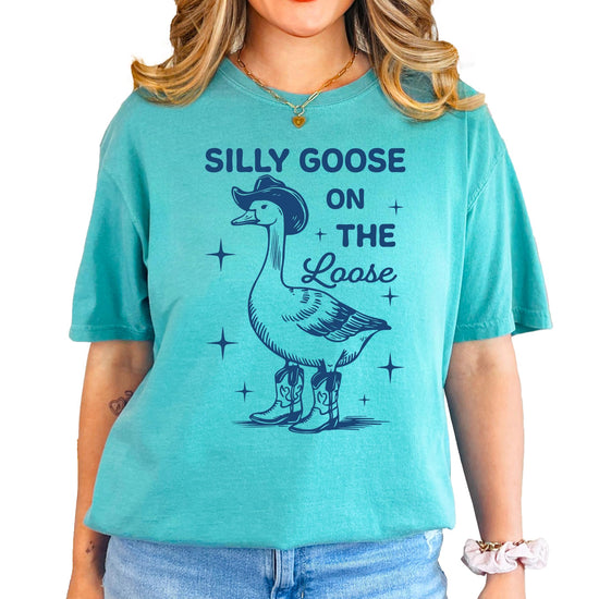 Back view of Silly Goose ivory oversized women's t-shirt