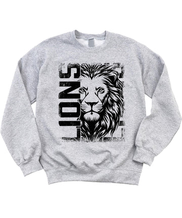 Distressed Lions Sweatshirt Trendy Sports Season Sweater for Adults, Youth and Teens