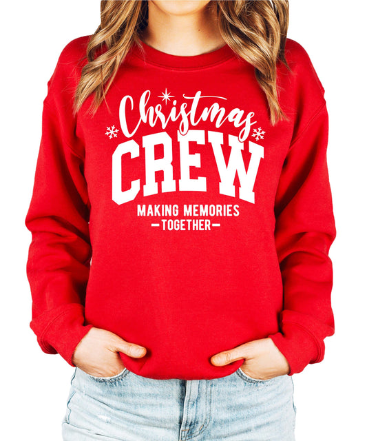Christmas Crew Matching Family Sweatshirt Red Holiday Sweater for Mom Dad Girls Boys
