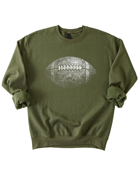 Olive Loves Apple Vintage Football Sweatshirt for Men Women & Kids Distressed Game Day Crewneck Fan Gift