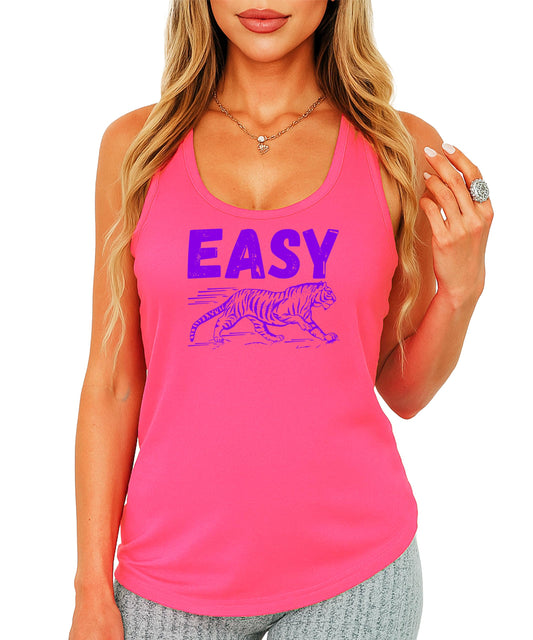 Easy Tiger Tank Top for Women and Teens Trendy Everyday Tiger Sleeveless Tee