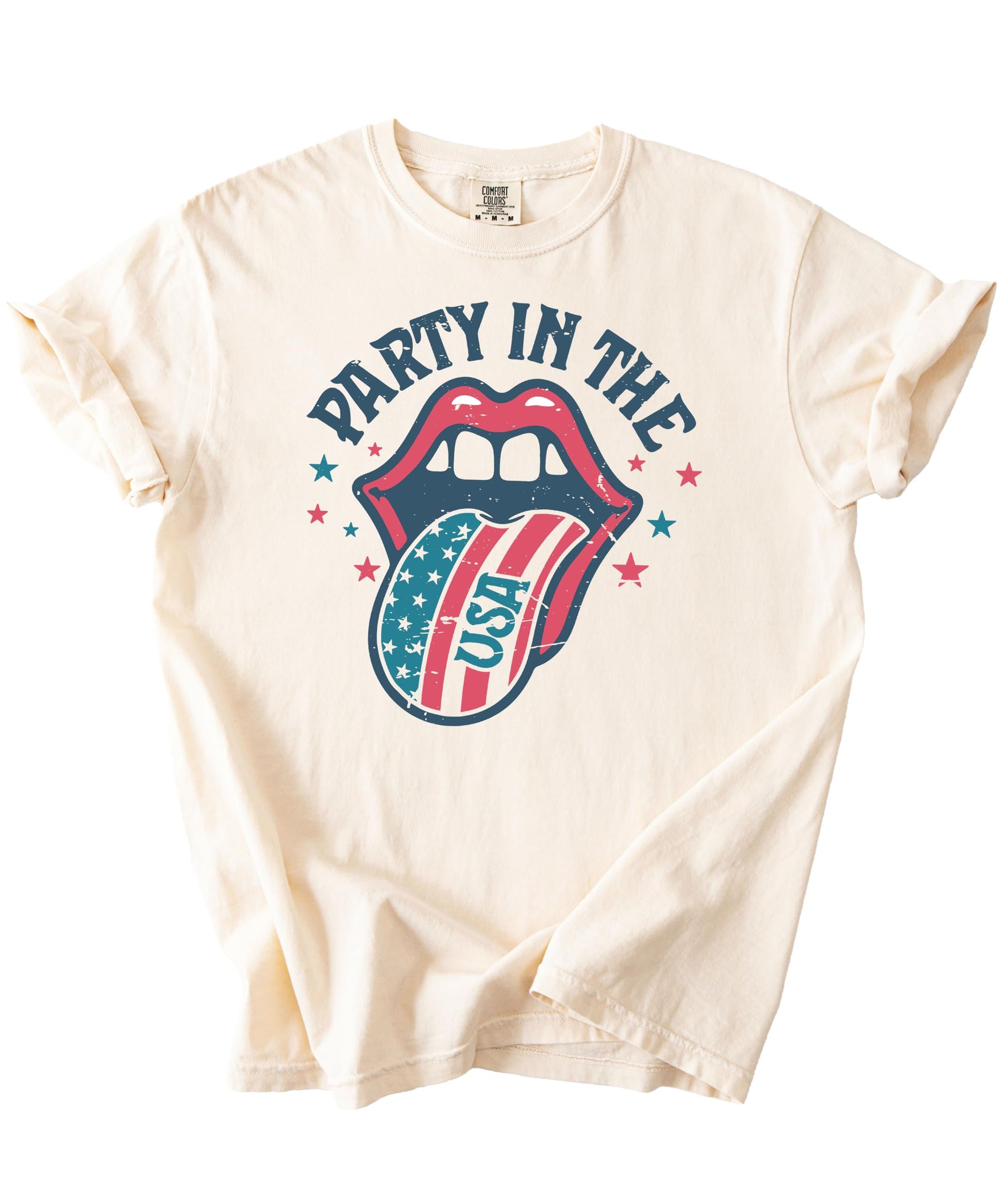 Back view of Party in the USA retro rock graphic t-shirt