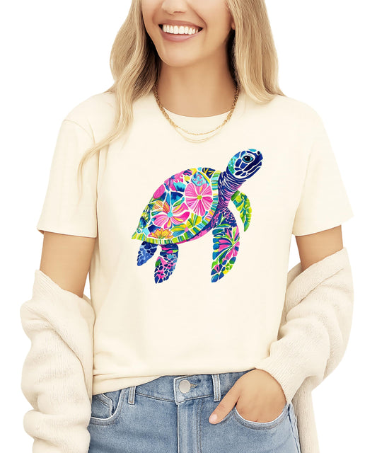 Trendy Turtle Shirt for Women, Teens & Kids Summer Sea Turtle T-Shirt Pink Shirt 3T