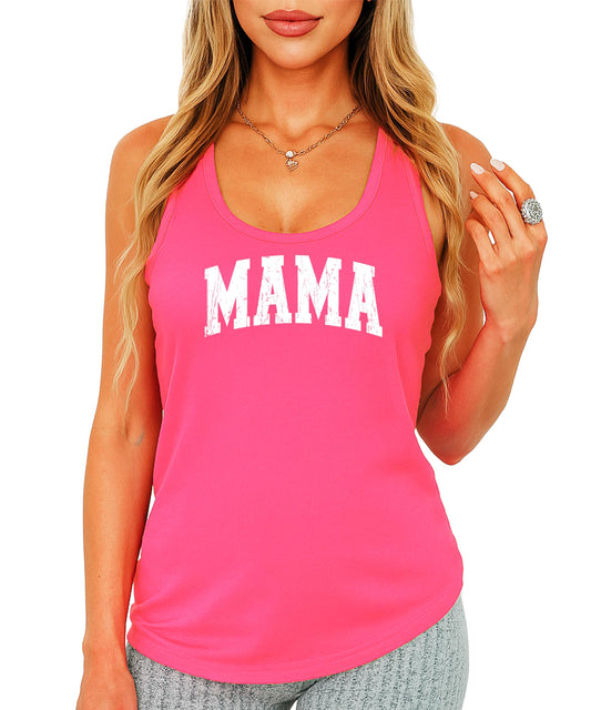 Distressed Mama Tank Top for Women Simple Graphic Shirt for Mom