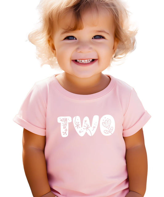 Floral Numbers Girl's Birthday Shirt