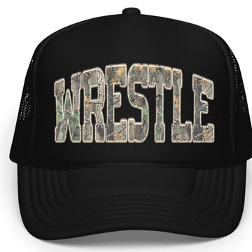 Wrestling Trucker Hat for Women Men Classic 5 Panel Foam Front Mesh Snapback